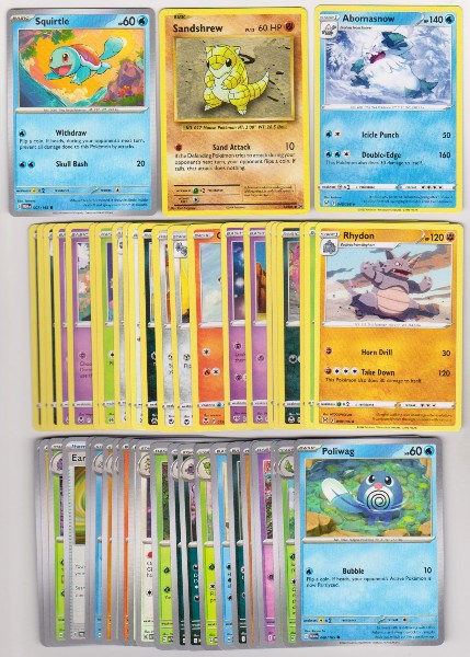 50 Different Pokemon Trading Cards w/ Squirtle + More