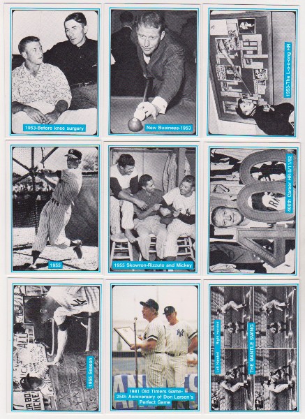 9 Different Mickey Mantle 1982 ASA The Mickey Mantle Story Cards