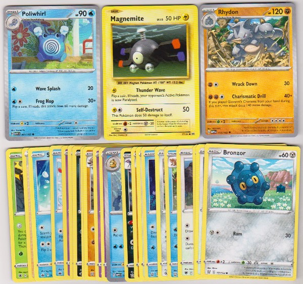 25 Different Pokemon Trading Cards w/ Poliwhirl + More