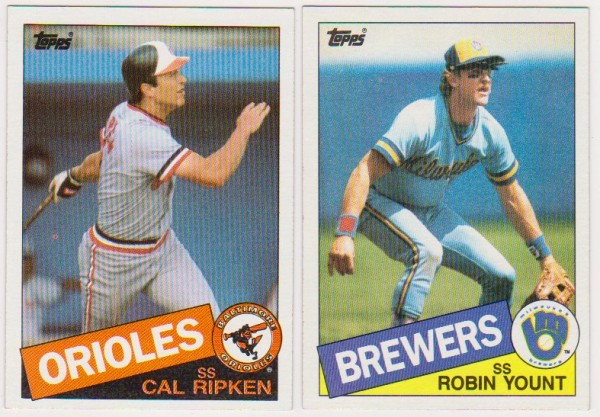 1985 Topps Cal Ripken, Jr. #30 + Robin Yount #340 Card Pair