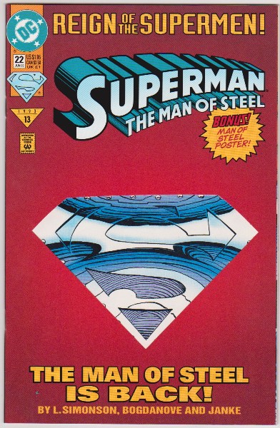 1993 DC Comics Superman The Man Of Steel #22 Issue