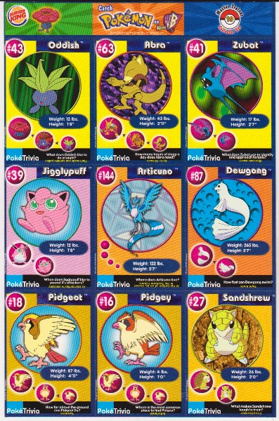 1999 Pokemon Master Trainer Collector Set Uncut 9 Card Uncut #19 Sheet