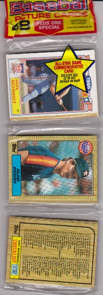 1987 Topps Baseball 49 Card Rack Pack w/ Mike Schmidt On Front