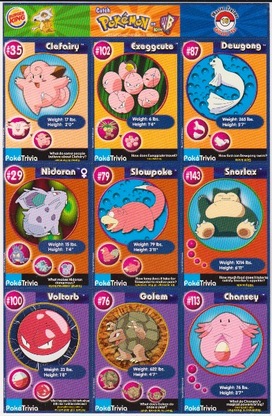 1999 Pokemon Master Trainer Collector Set Uncut 9 Card Sheet #16