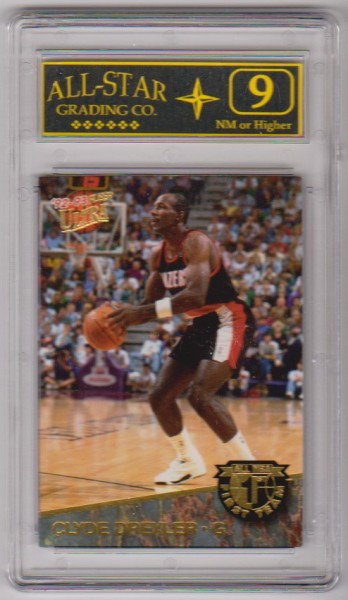 Graded 9 - Clyde Drexler 1992-93 Fleer Ultra All-NBA #5 Insert Card