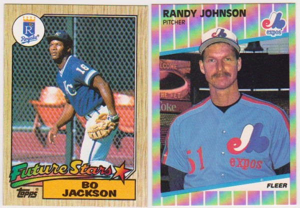 Rookies - Bo Jackson 1987 Topps + Randy Johnson 1989 Fleer Rookie Pair