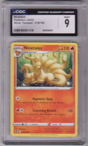 Graded CGC Mint 9 - Ninetales 2022 Pokemon Silver Tempest #18/195 Card
