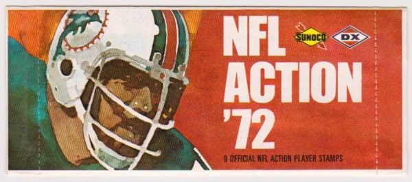 Sealed 1972 NFL Action '72 Sunoco Pack With 9 Player Stamps Inside