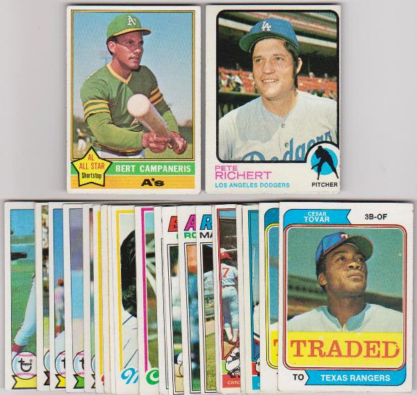 25 Different 1970's Topps Baseball Cards (1973-1979) w/ Bert Campaneris + More