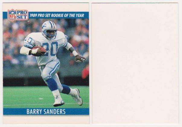 Barry Sanders 1990 Pro Set White Border Double Front Error + Blank Front Error Card Pair