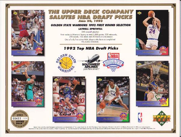 1993 Upper Deck 8.5x11 NBA Draft Sheet w/ Shaquille O'Neal Rookie +++