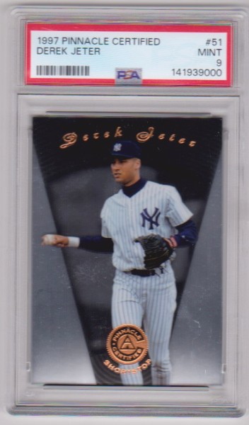 Graded PSA Mint 9 - Derek Jeter 1997 Pinnacle Certified #51 Card