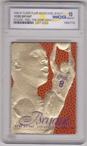Rookie Graded Gem Mint 10 - Kobe Bryant 1996-97 Flair Showcase Legacy 23 Kt Gold Card