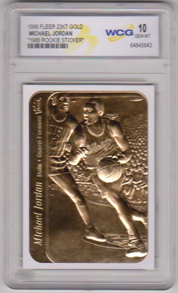 Graded Gem Mint 10 - Michael Jordan 1998 Fleer '86 Rookie Sticker 23 Kt Gold Card