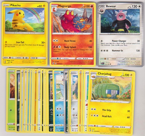 25 Different Pokemon Trading Cards w/ Pikachu + More