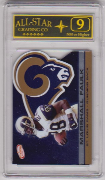 Graded 9 - Marshall Faulk 2001 Pacific Prism Atomic #118 Card