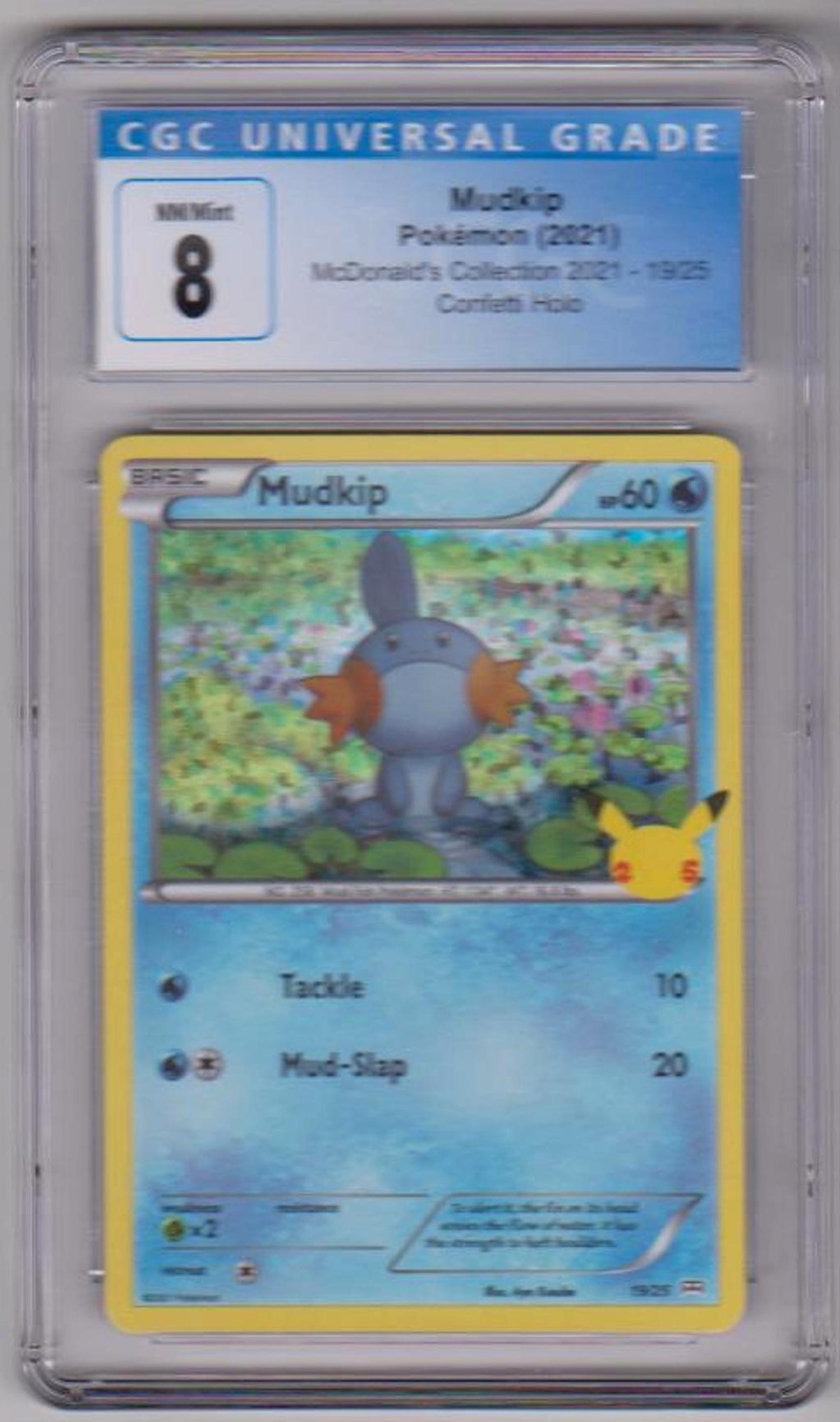 Graded CGC NM/Mint 8 - Mudkip 2021 Pokemon McDonald's Collection Confetti Holo #19/25 Card
