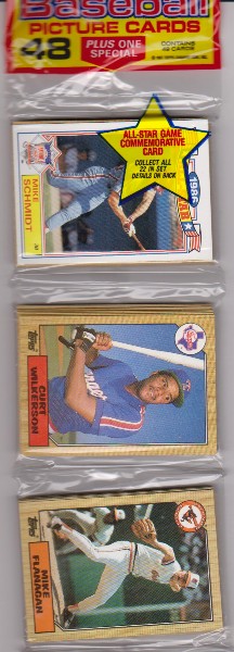 1987 Topps Baseball 49 Card Rack Pack w/ Mike Schmidt On Front