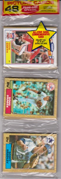  1987 Topps Baseball 49 Card Rack Pack w/ Ozzie Smith On Front