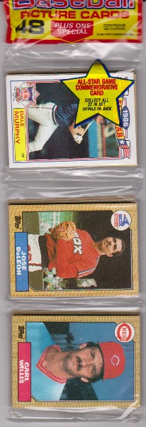 1987 Topps Baseball 49 Card Rack Pack w/ Dale Murphy On Front