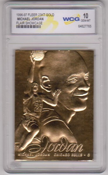 Graded Gem Mint 10 - Michael Jordan 1996-97 Fleer Flair Showcase 23 Kt Gold Card