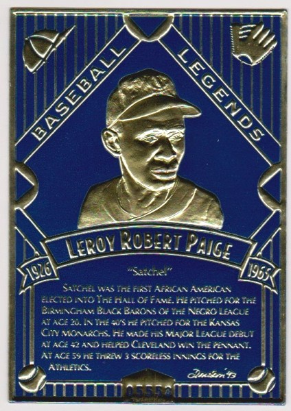1993 Legendary Foils Satchel Paige Sculpted Card With COA