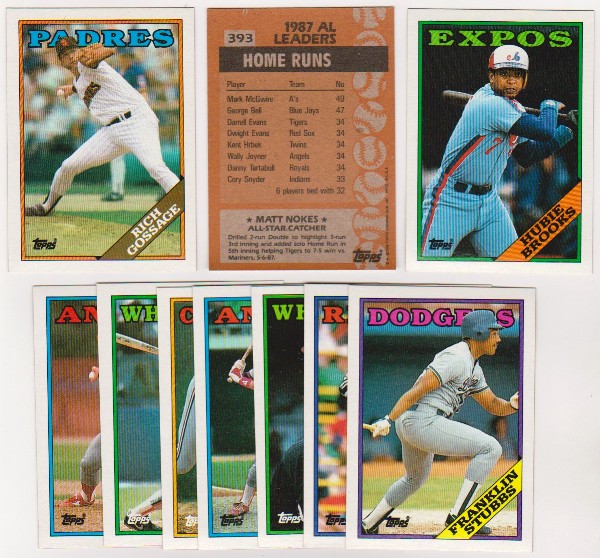 ERROR LOT - 10 Assorted 1988 Topps Baseball Wrong Back Errors w/ Rich Gossage Front + More