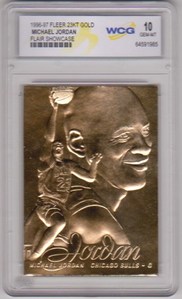 Graded Gem Mint 10 - Michael Jordan 1996-97 Fleer Flair Showcase 23 Kt Gold Card
