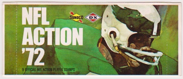 Sealed 1972 NFL Action '72 Sunoco Pack With 9 Player Stamps Inside