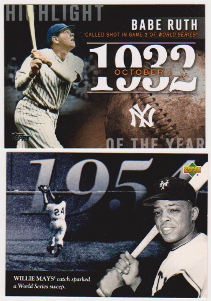 Babe Ruth + Willie Mays Baseball Card Pair