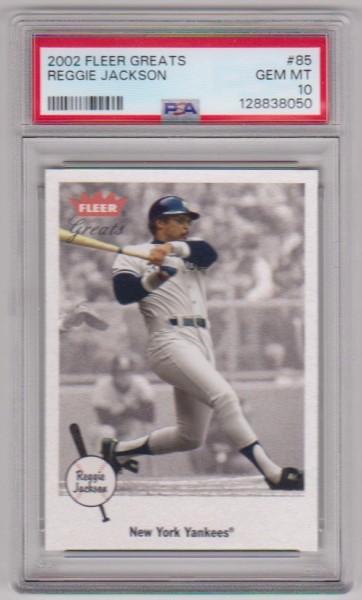 Graded PSA Gem Mint 10 - Reggie Jackson 2002 Fleer Greats #85 Card