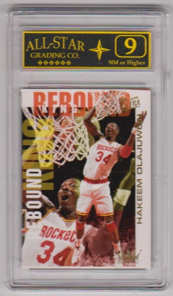 Graded 9 - Hakeem Olajuwon 1994-95 Fleer Ultra Rebound King #6 Insert Card