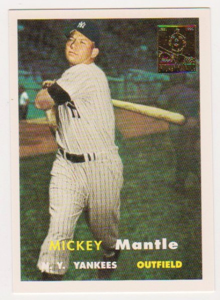 Mickey Mantle 1957 Topps #95 Commemorative Card - 1996 Topps #7 of 19 Insert Card