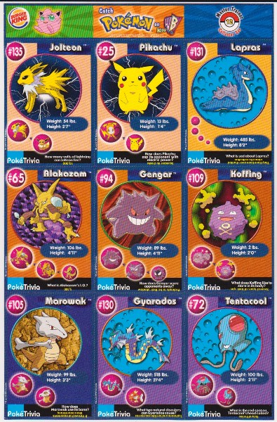 1999 Pokemon Master Trainer Collector Set Uncut 9 Card Sheet #12 w/ Pikachu + More
