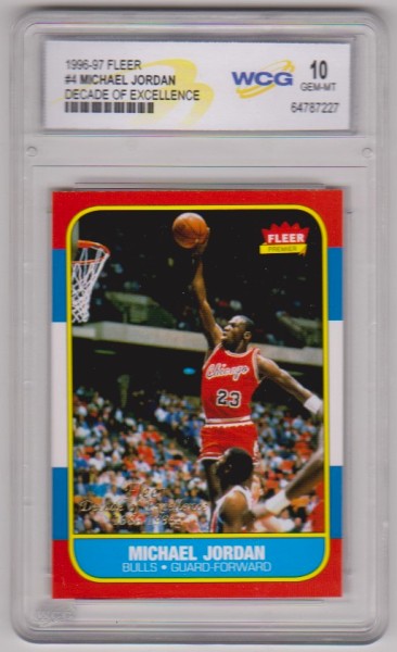 Graded Gem Mint 10 - Michael Jordan 1996-97 Fleer Decade Of Excellence #4 Insert Card