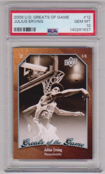 Graded PSA Gem Mint 10 - Julius Erving 2009-10 Upper Deck Greats Of The Game #12 Card