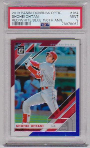 Graded PSA Mint 9 - Shohei Ohtani 2019 Donruss Optic Red/White/Blue 150th Anniversary #164 Insert Card (#138/150 Produced)