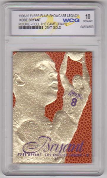 Rookie Graded Gem Mint 10 - Kobe Bryant 1996-97 Flair Showcase Legacy 23 Kt Gold Card