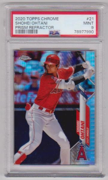 Graded PSA Mint 9 - Shohei Ohtani 2020 Topps Chrome Prism Refractor #21 Insert Card