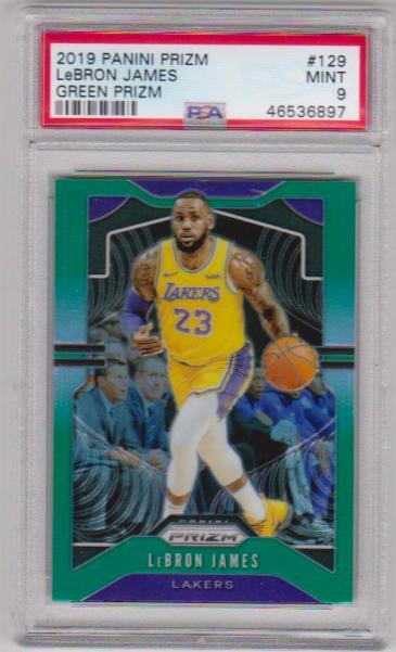 Graded PSA Mint 9 - Lebron James 2019-20 Panini Prizm Green Prizm #129 Insert Card