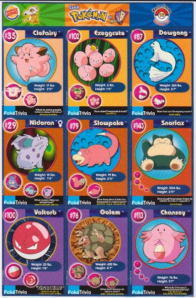 1999 Pokemon Master Trainer Collector Set Uncut 9 Card Sheet #16