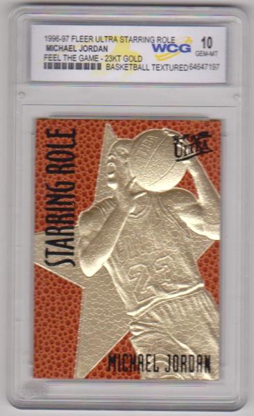 Graded Gem Mint 10 - Michael Jordan 1996-97 Fleer Ultra Starring Role Feel The Game 23 Kt Gold Card