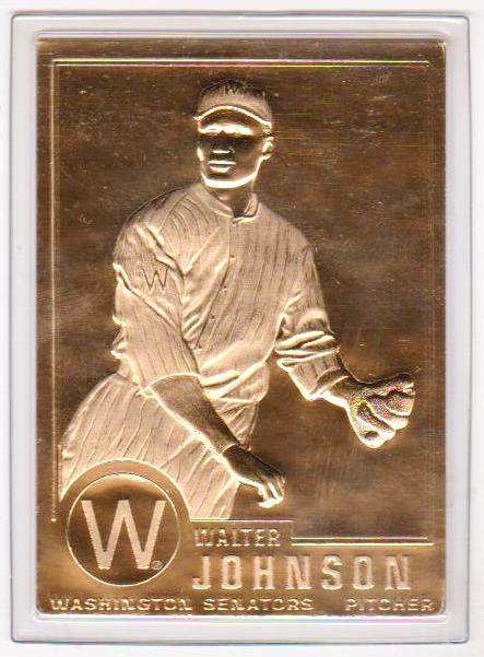 22 kt Gold - WALTER JOHNSON 1996 Danbury Mint Gold Card - HOF'er