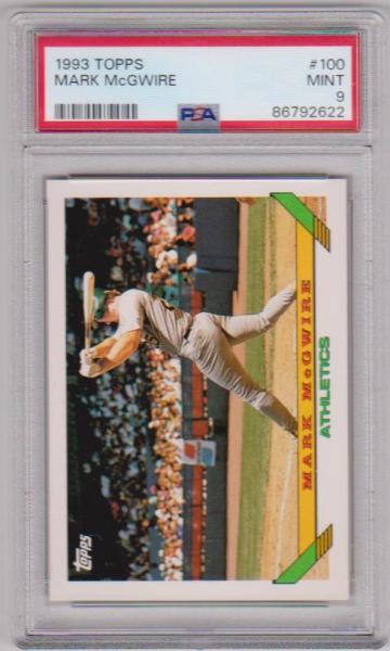Graded PSA Mint 9 - Mark McGwire 1993 Topps #100 Card