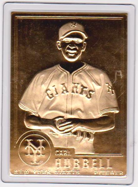 22 kt Gold Carl Hubbell 1996 Danbury Mint Gold Card - HOF'er
