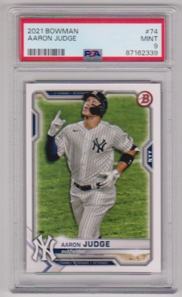 Graded PSA Mint 9 - Aaron Judge 2021 Bowman #74 Card