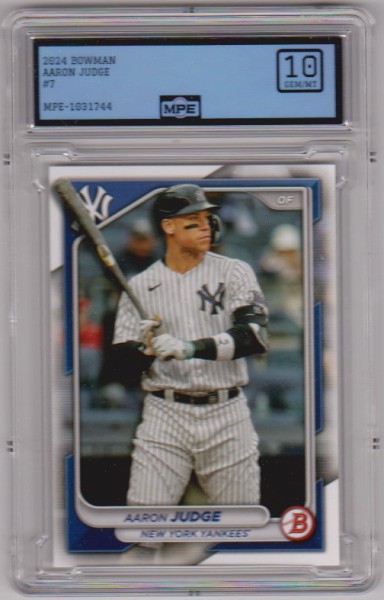 Graded MPE Gem Mint 10 - Aaron Judge 2024 Bowman #7 Card