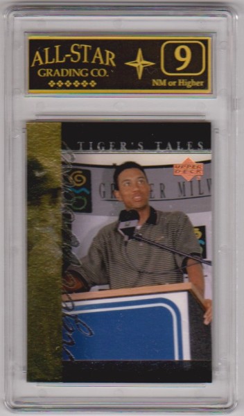Graded 9 - Tiger Woods 2001 Upper Deck Tiger's Tales #TT12 Insert Card