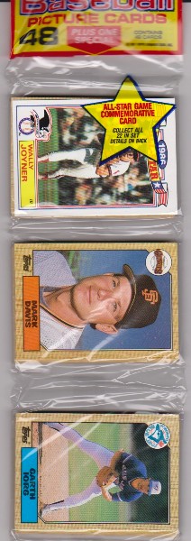 1987 Topps Baseball 49 Card Rack Pack w/ Wally Joyner On Front