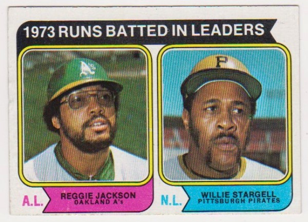 1974 Topps Reggie Jackson + Willie Stargell #203 Card - HOF'ers